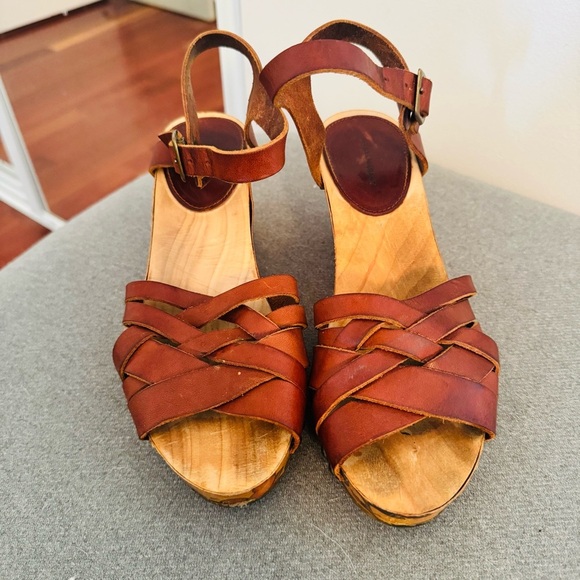 Isabel Marant Brown Leather Floral Heel Platform Sandals - Picture 5 of 8